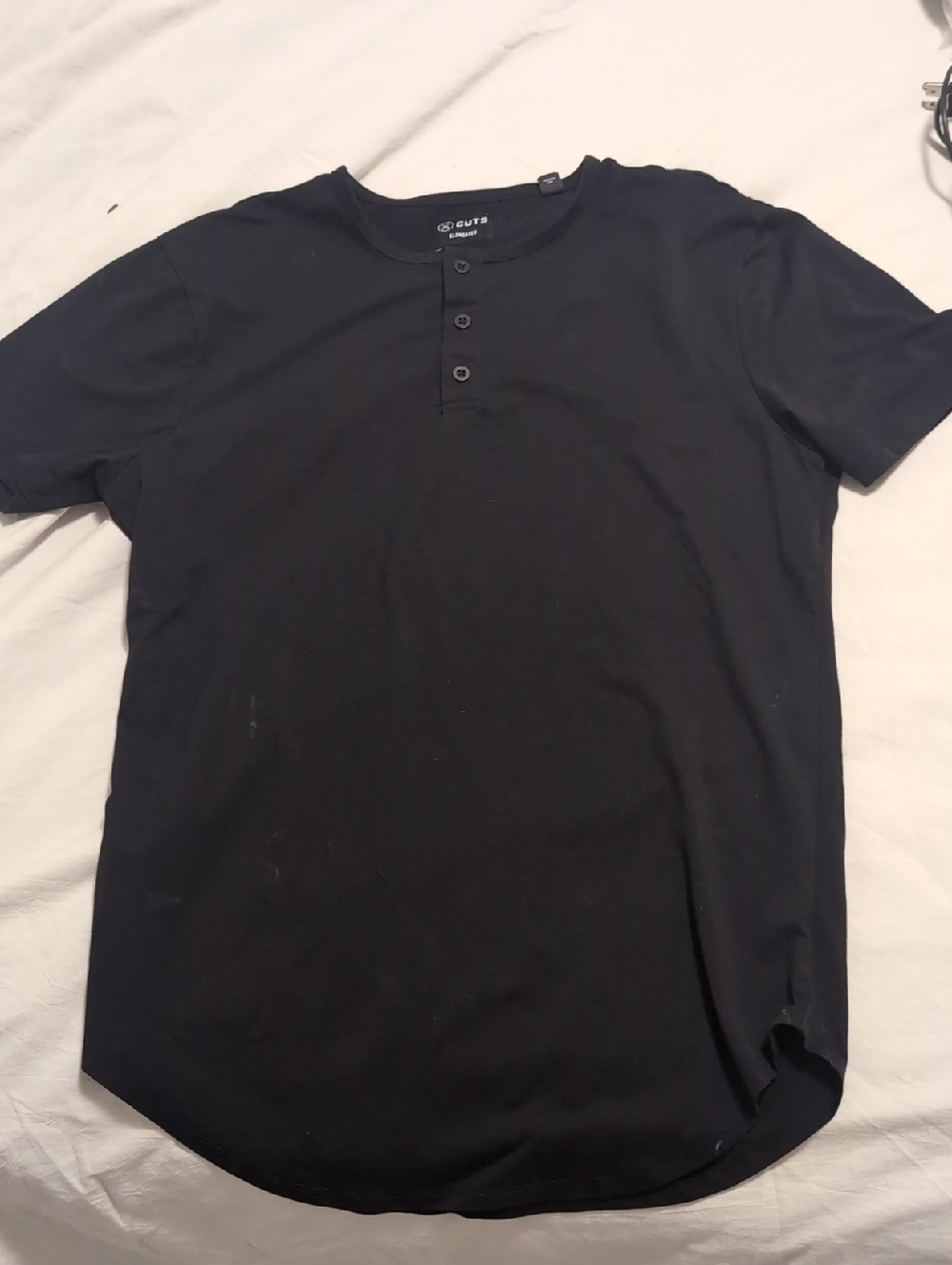 Cuts Clothing Black Short-Sleeve Henley Shirt with Button Placket